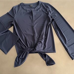 Sleek Navy Blue Women's Top with Front Tie